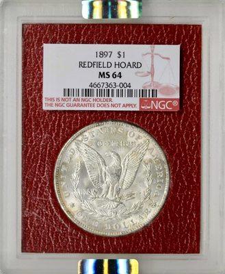 Rare "Redfield Hoard" Morgan Silver Dollar from 1897! Graded MS64 by NGC!