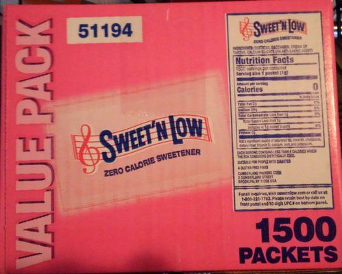 Nutrition information Sweet n Low