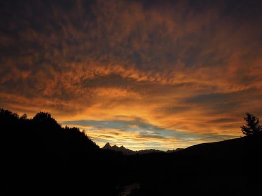 A summer sunset from the deck of our main lodge