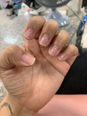 Nail take off - refused to do a manicure because I "don't have cuticles" and refused to do shellac because "nails too short"