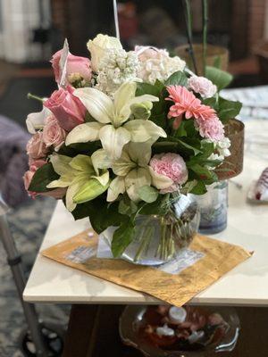 Pink and white flowers