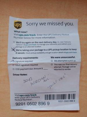 UPS note