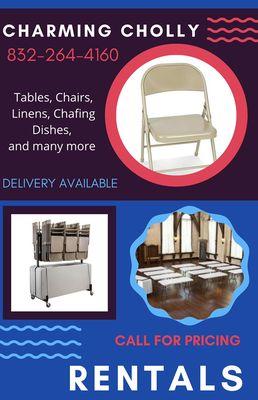 Tables and chairs rentals