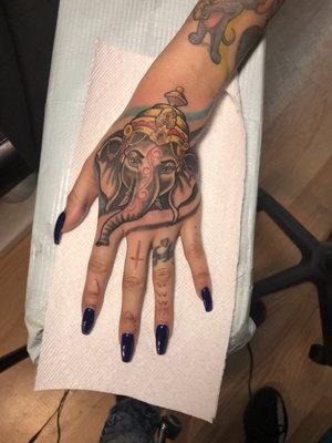 Elephant on the hand