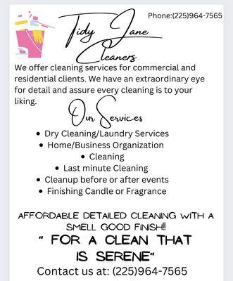 Tidy Jane Cleaners