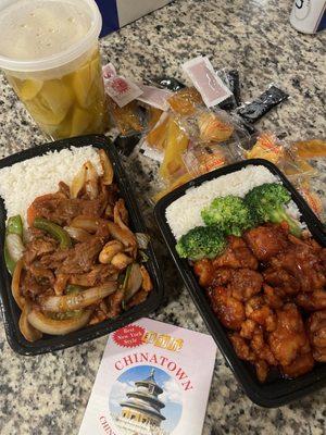 Mongolian chicken and orange chicken combinations meals, 26. Wonton Soup