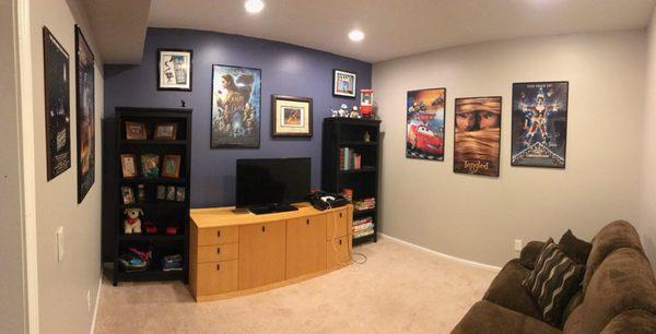 Accent wall in our basement entertainment room.