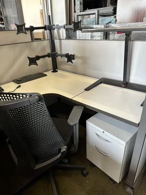 6 X 6 HM Workstation 4 monitor arm accessory 
Many options to select from for cubicle panels 
Available