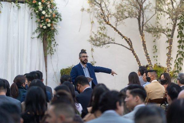 Helping usher guest to their seats before the Ceremony.