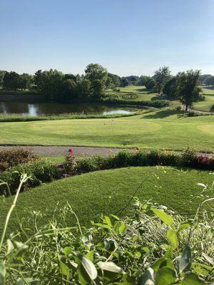 Walking to the pond of my family's outdoor wedding .