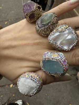 Natural Crystal rings