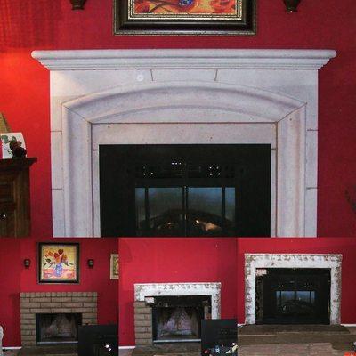 Before and after fireplace mantel upgrade