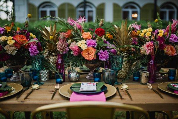 Colorful table setup at the Hemingway Home.