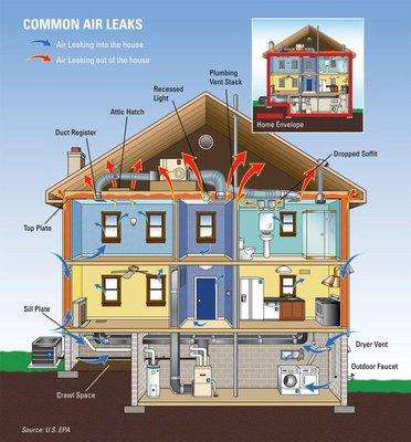 Areas that are inspected during our building science investigations