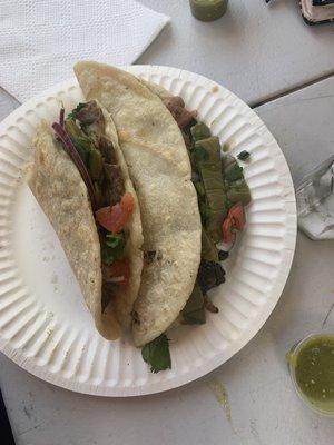 The quesadillas handmade tortilla cecenia and cactus salad Homemade Mexican salsa