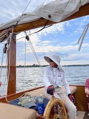 Tour the St. Michaels waterfront and harbor in the Selina II, a classical and beautiful sailboat