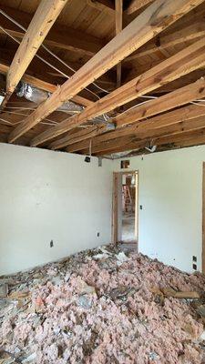 Freshly demolished ceiling.