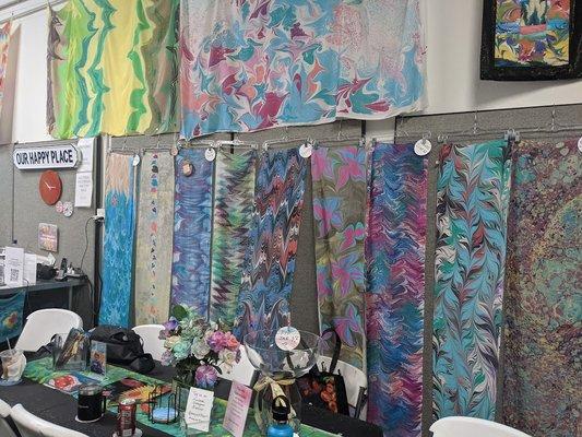 Water marbled scarves