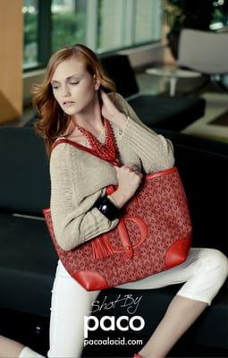 Model Carolyn Jernigan, shoot for Fulani handbags