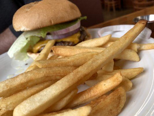 Cheeseburger and fries