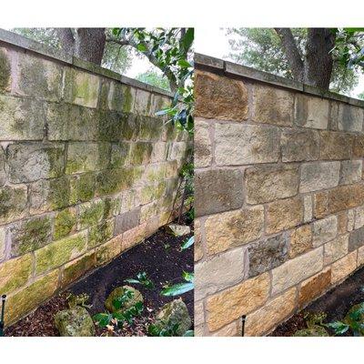 Before and after of a brick cleaning we did!