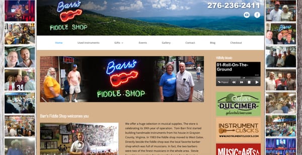 Barr's Fiddle Shop website