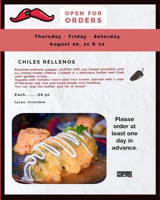 Past weekly menus: Chiles Rellenos