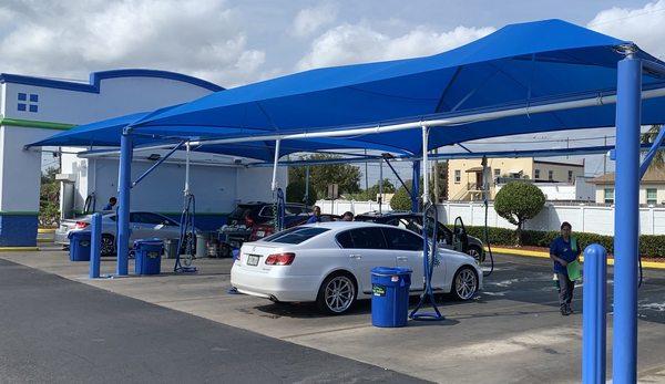 Shadeport over detail/vacuum area at a local Car Wash