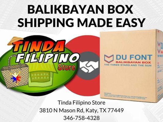 Accredited Drop Off Station in Katy 
TINDA FILIPINO STORE 
3810 N MASON ROAD, KATY, TX 77449
PHONE: 346.758.4328