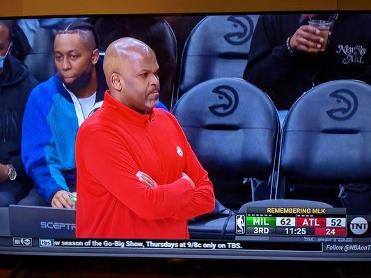 Current Atlanta Hawks head coach Nate McMillan. Milwaukee Bucks at Atlanta Hawks. 1/16/2022. NBA on TNT.