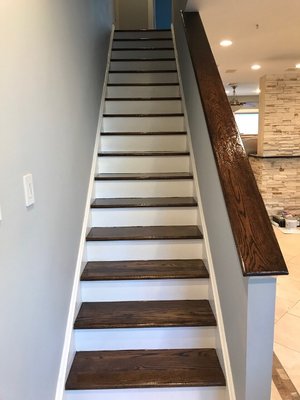 Stairway- walls,trim, and risers painted