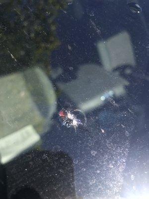 Damage to my windshield of new truck from Basalite debris.