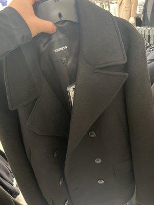 Black wool blend peacoat