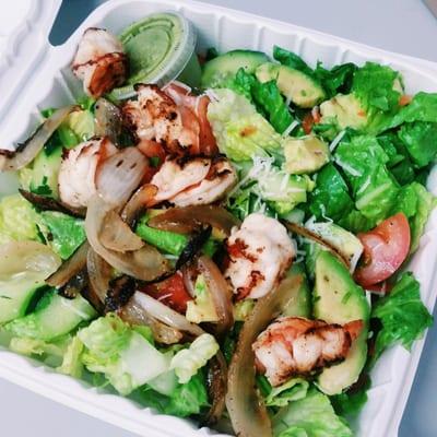 Garlic shrimp and lime cilatro salad