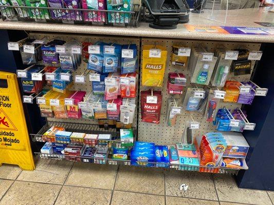 Need meds? They are under the checkout counter to the left