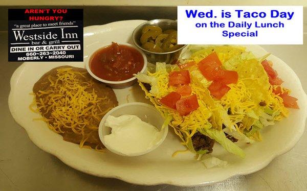 Taco Day every Wed. Get grab 2 hard or soft shells for just $6