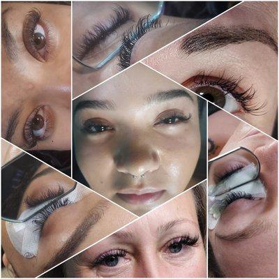 Collage of lash extensions