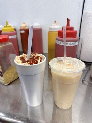 Large elote & medium pina colada