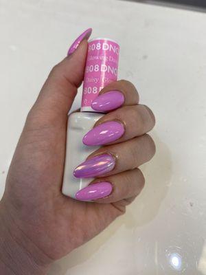 #Acrylic #Almond shape #chrome #barbiepink