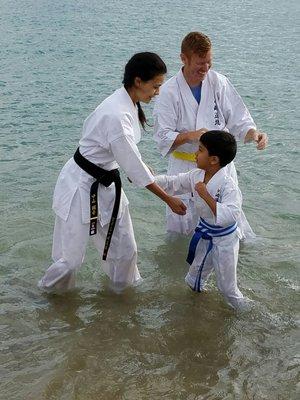 Just a little Sunday beach karate.