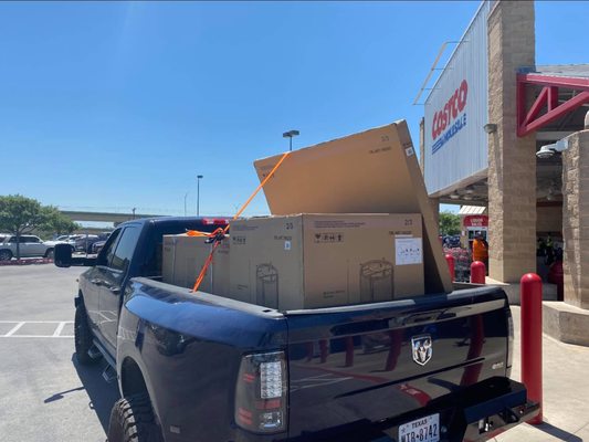 Delivery in a pickup  truck from Costco