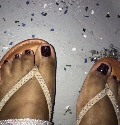 Pedicure, with one overlay & one toenail tip