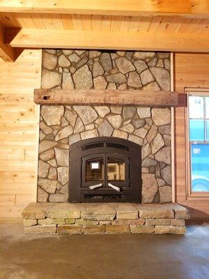 Regency Wood Fireplace with Boston Blend Mosaic Thin Stone Veneer