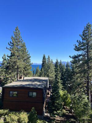 Beautiful view of Lake Tahoe & a little snow on mountains