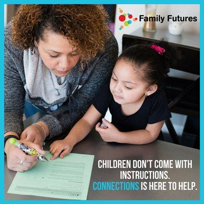 Mother helping daughter with homework.