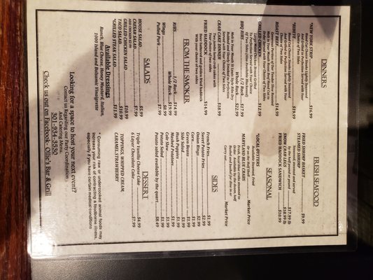 Menu back