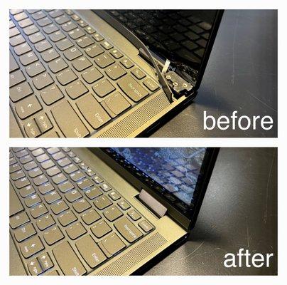 Broken laptop hinges and broken laptop screen repaired for just $100