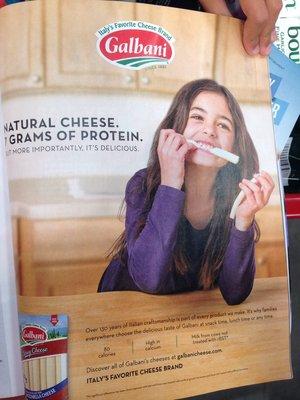 Gianna enjoying her Galbani Cheese!