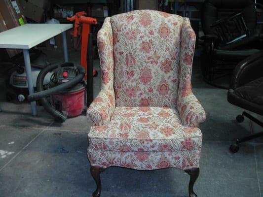 Recovered wing back chair