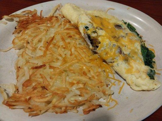 Mushroom and Spinach omelet w/ hash browns